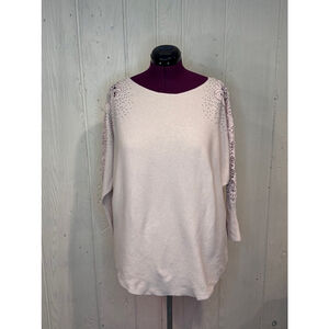 Siren Lily Sweater Off White Embellished Long Lacy Sleeves Size 2X